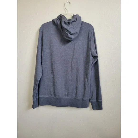 The North Face Hoodie Gray Spellout Logo Men's Pullover Sweatshirt Pockets XL - Picture 2 of 8